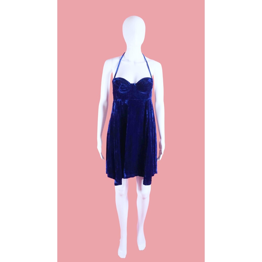 1980s BETSEY JOHNSON PUNK Label Velvet Babydoll Mini Dress. XXS-XS AS IS DAMAGED